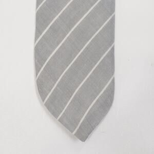 Jsaco Tie Mens 58 in Classic Width Gray White Striped Cotton Lined Preppy